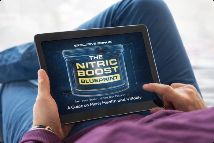 The Nitric Boost Blueprint bonus guide on a tablet