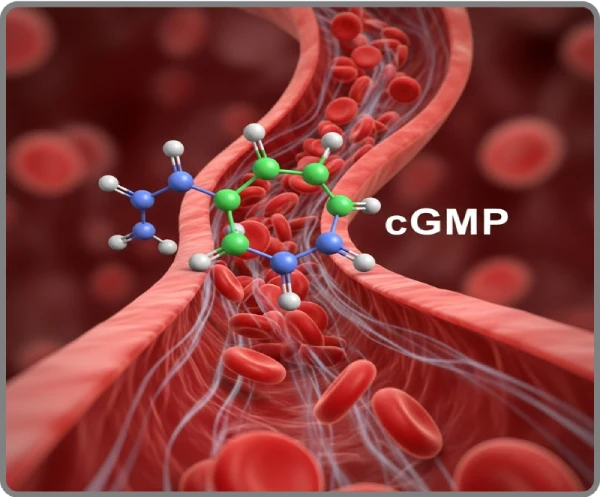 Concept diagram of cGMP within blood-flow signaling